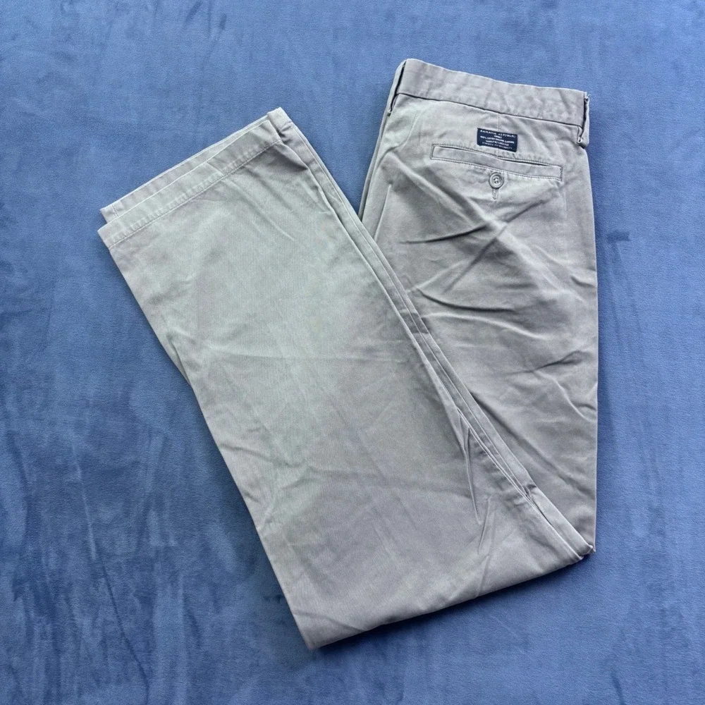 Banana Republic Gavin Chino Khaki Tan Straight Leg Pants Mens 36x34 Cotton Twill
